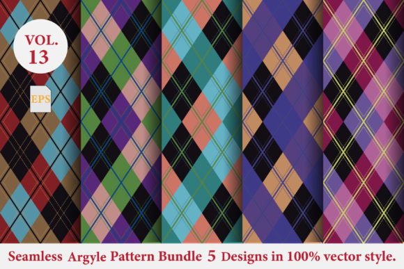 Argyle Pattern Bundle 5 Designs Vol.13: A Professional’s Guide to Seamless Design Assets