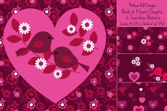 Bird Heart Graphic Seamless Pattern: A Creative Resource for Valentine’s Day and Beyond
