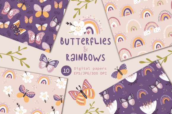 Butterflies Rainbows, Floral Paper: A Versatile Design Resource for Spring Projects