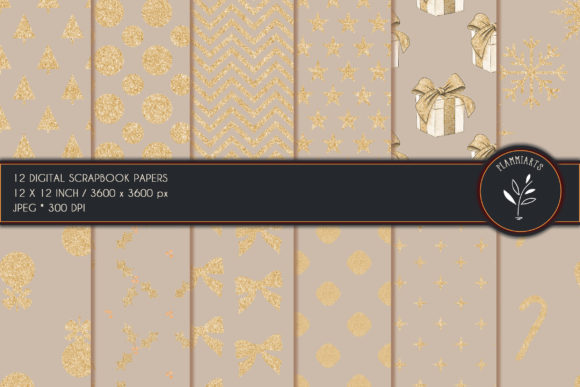 Christmas Beige Gold Digital Paper: Elegant and Versatile Design Resource