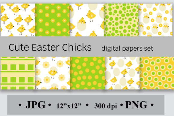 Cute Easter Chicks Digital Papers Set
