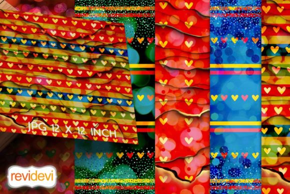 Valentine Digital Papers Retro Love