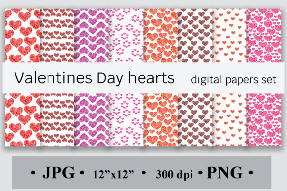 Valentines Day Hearts Digital Papers Set: A Creative Tool for Designers and Crafters